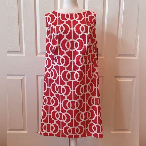 PINK AND WHITE SLEEVELESS BACK ZIPPERED DRESS SIZE 16W ALYX WOMAN NWT - Picture 1 of 7